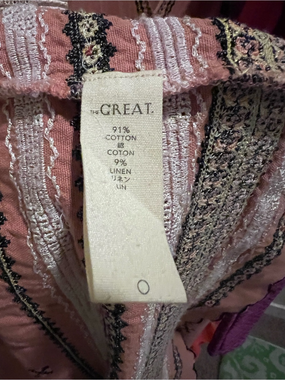 The Great. Dusty Rose Pink Embroidered V-Neck Midi Dress Boho M Empire Festival - Picture 9 of 10